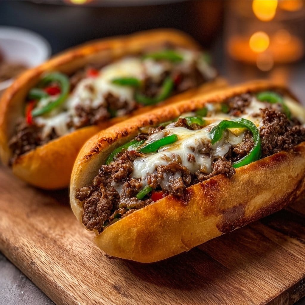 Ground Beef Philly Cheesesteaks