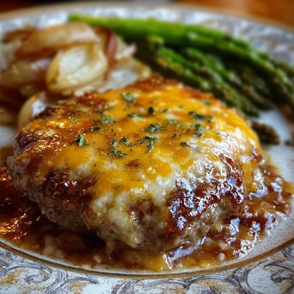 Amish Hamburger Steak Bake prepared in a casserole dish