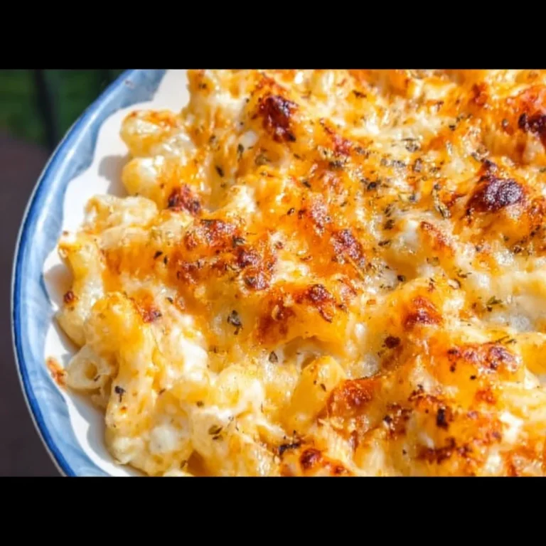 Creamy and cheesy mac and cheese recipe displayed in a bowl