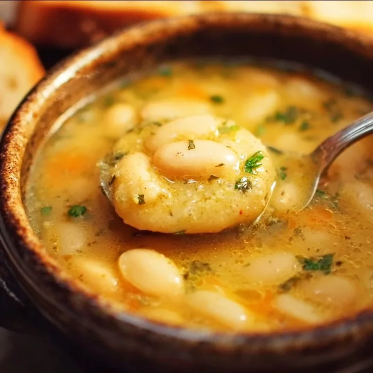 A bowl of creamy Butter Bean Soup garnished with herbs