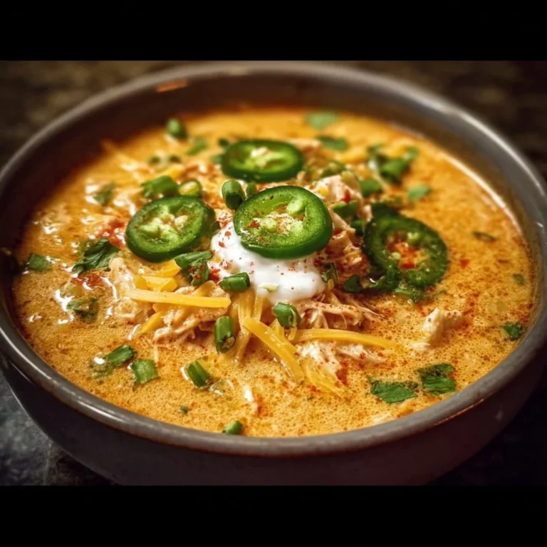 Delicious creamy chicken enchilada soup served in a bowl with toppings