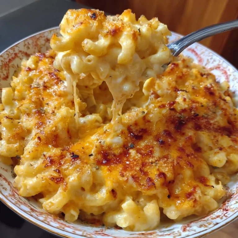 Creamy no-roux no-egg mac & cheese served in a bowl