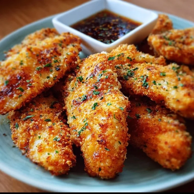 Crispy homemade baked chicken tenders served with dipping sauce