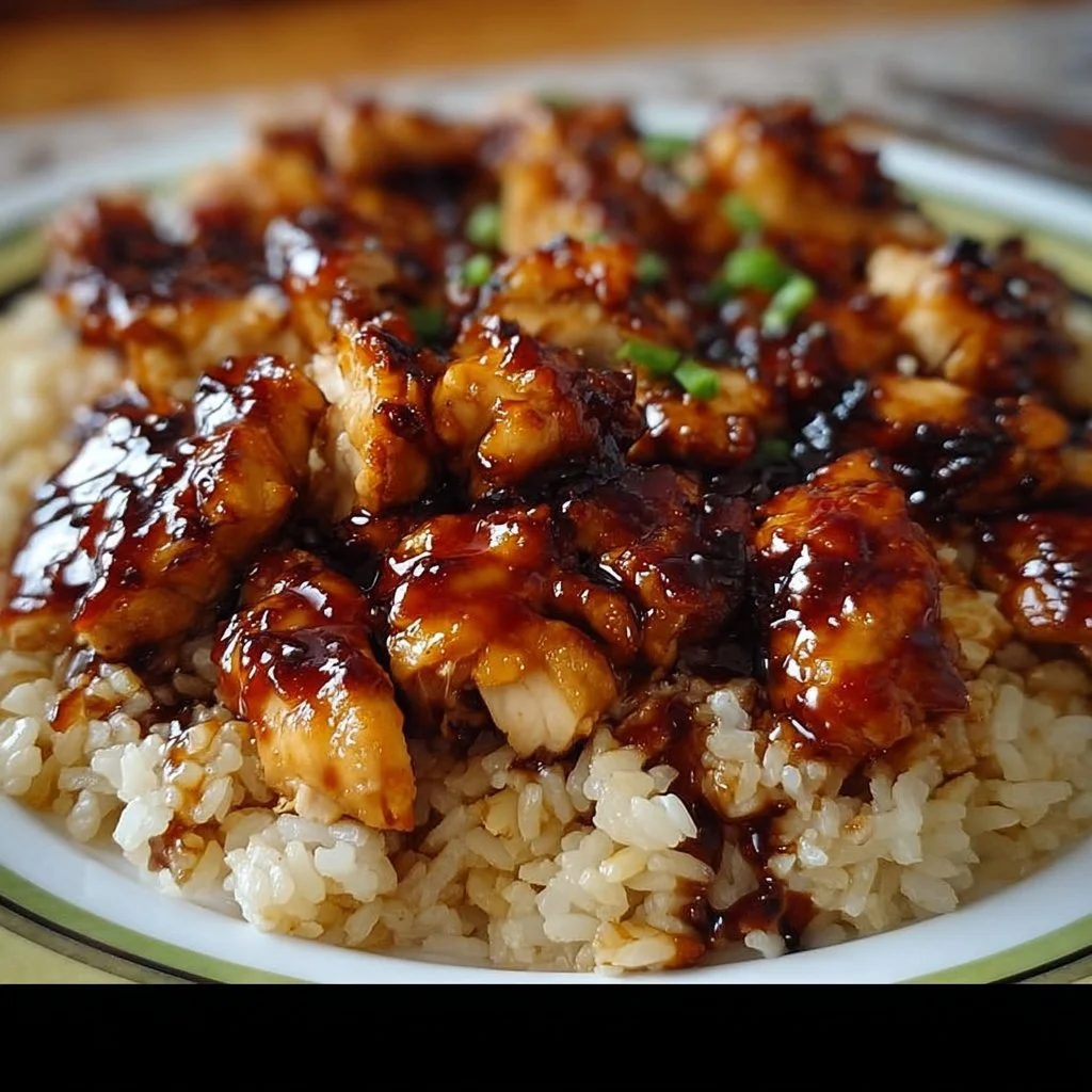 Honey BBQ Chicken served with rice in a delicious meal layout.