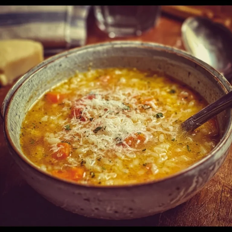 Bowl of Italian Penicillin Soup garnished with herbs and spices