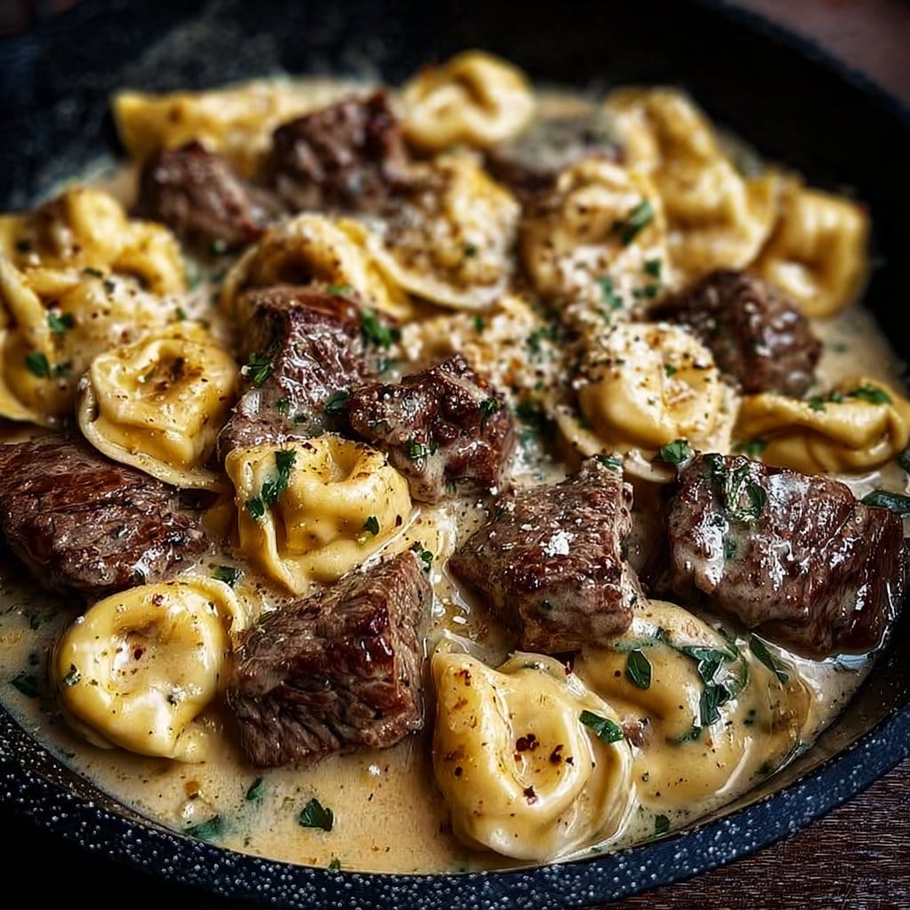 Cracked Garlic Steak Tortellini in Creamhouse Sauce Bliss