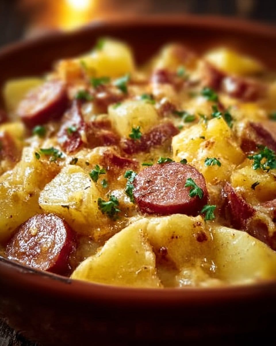 Crockpot Cheesy Potatoes and Kielbasa