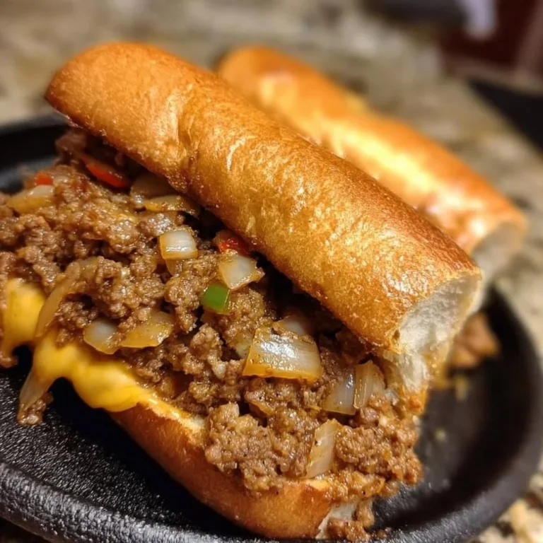 Delicious Philly Cheesesteak Sloppy Joes served on a plate