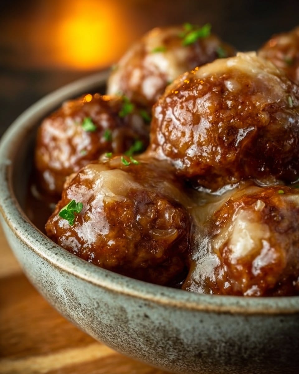 Crockpot French Onion Meatballs
