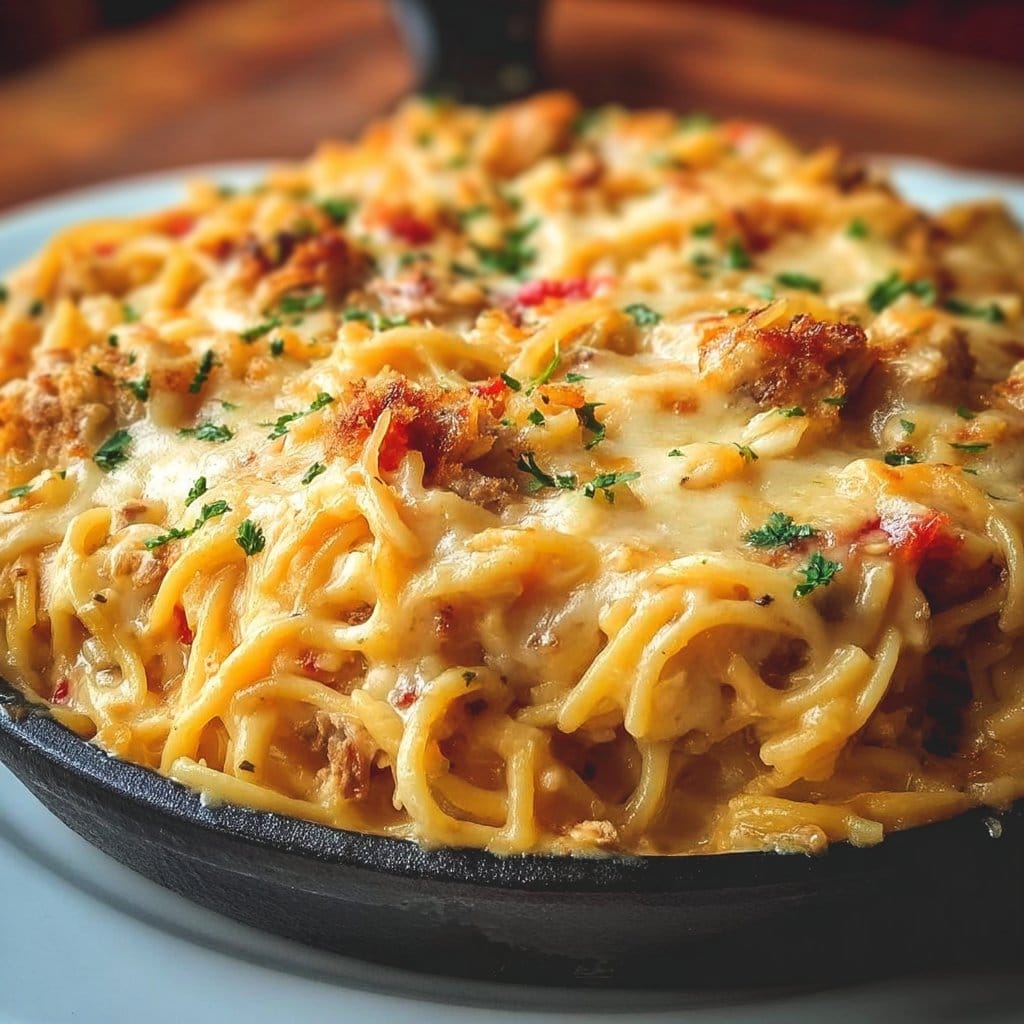 Spicy Southern Cheesy Chicken Spaghetti Casserole
