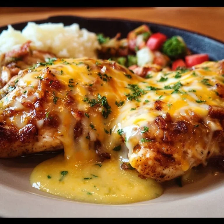 Delicious Texas Roadhouse smothered chicken with melted jack cheese