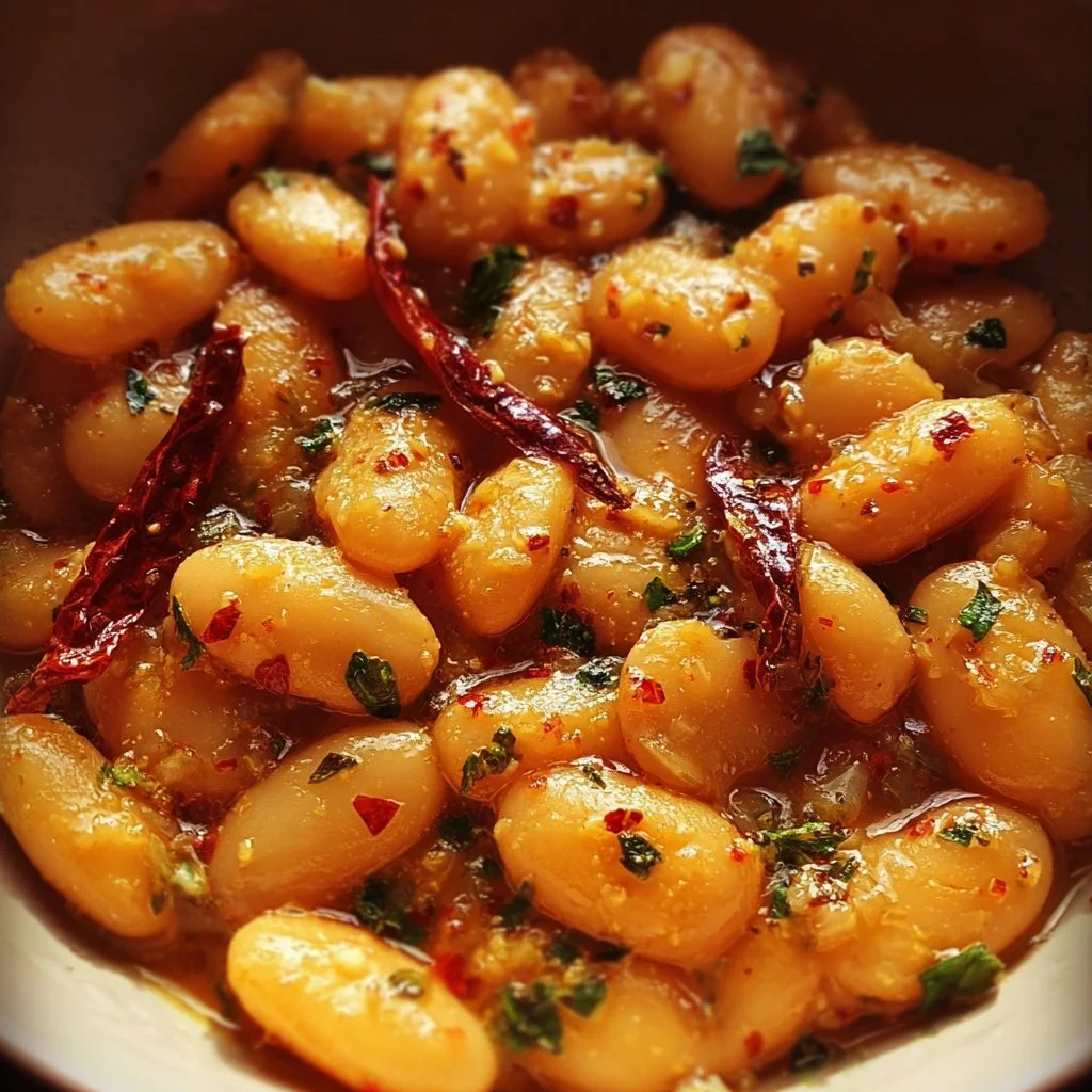 Delicious Tuscan Marry Me Butter Beans recipe served in a bowl.