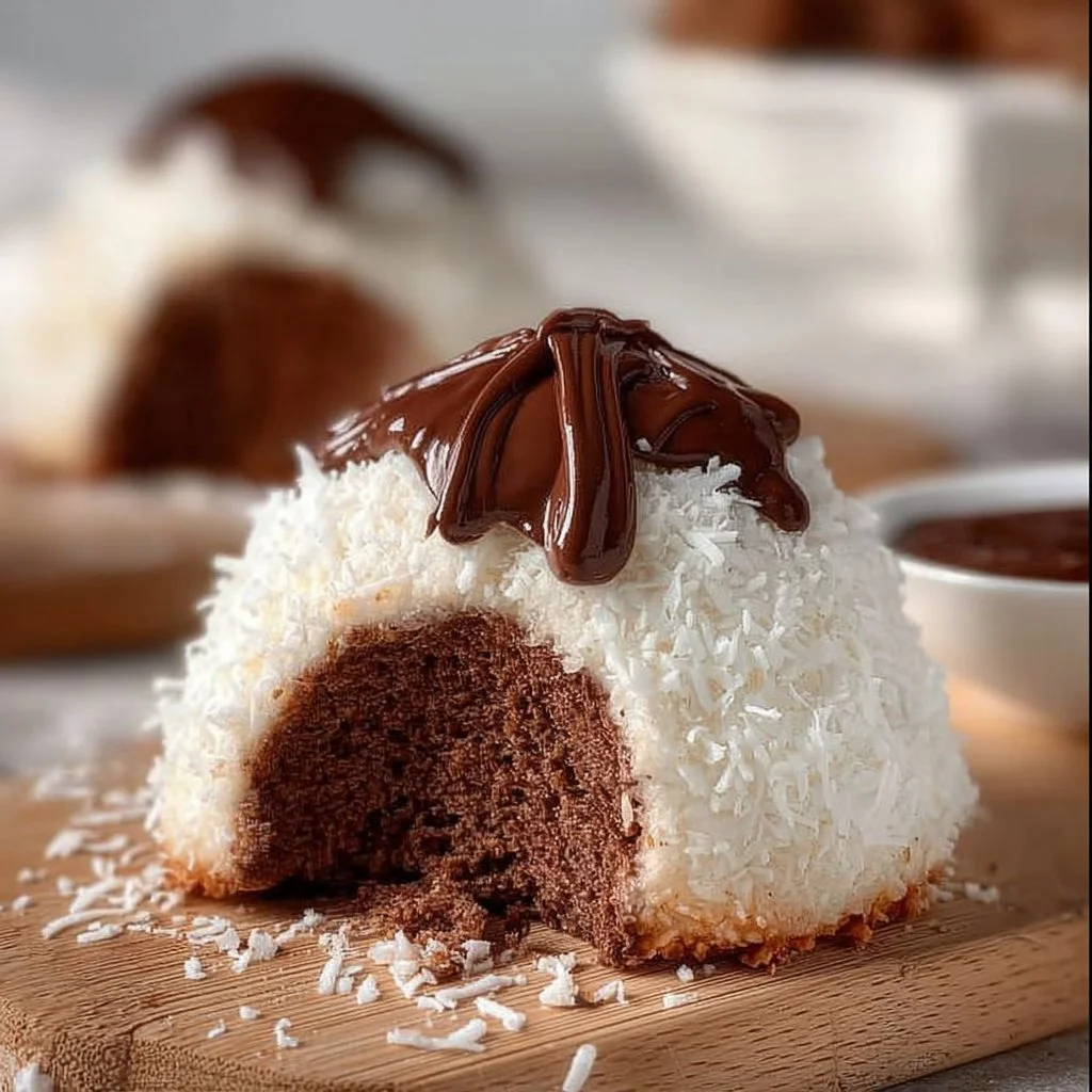 Dôme de noix de coco avec pâte à tartiner au chocolat