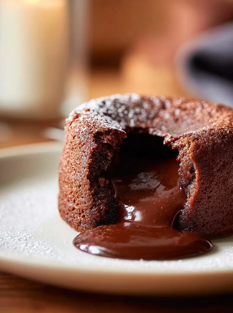 Gâteau fondant au cœur coulant, un dessert chocolaté délicieux et décadent.
