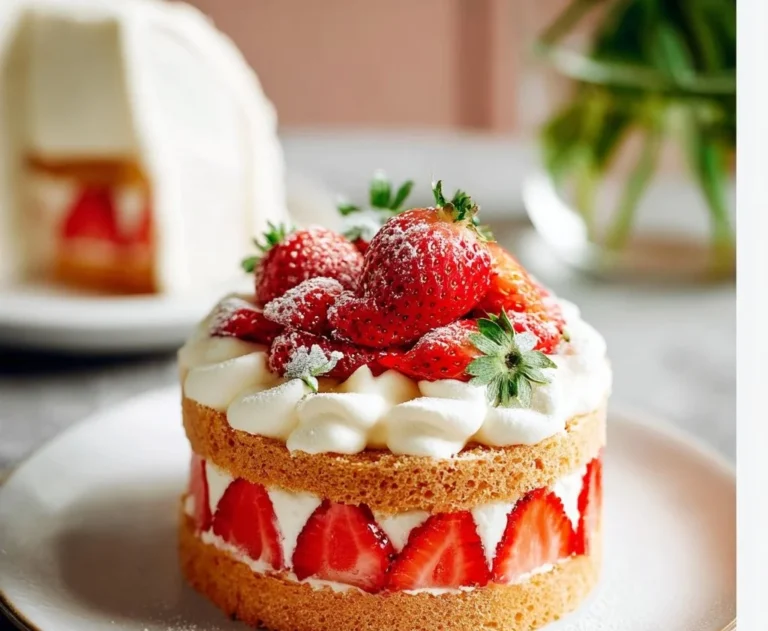 Fraisier, un délicieux dessert aux fraises garni de crème et de génoise.