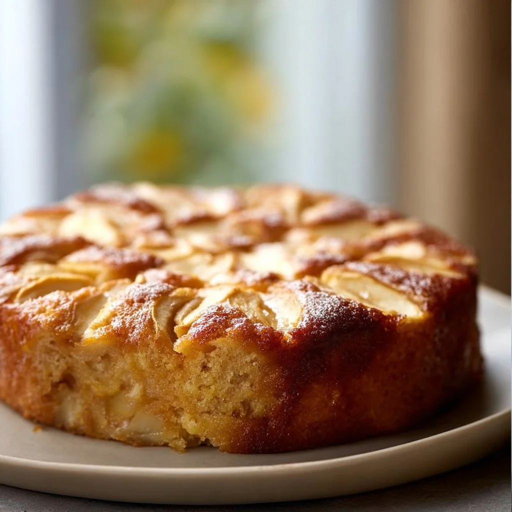 Gâteau aux pommes moelleux fait maison avec des pommes fraîches et une texture légère