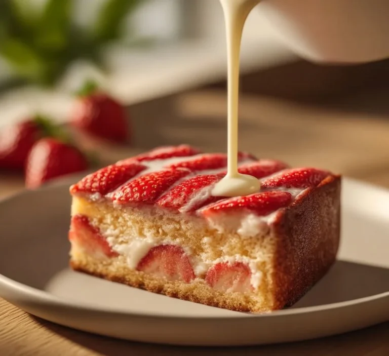 Gâteau moelleux aux fraises fraîches, dessert gourmand et savoureux.