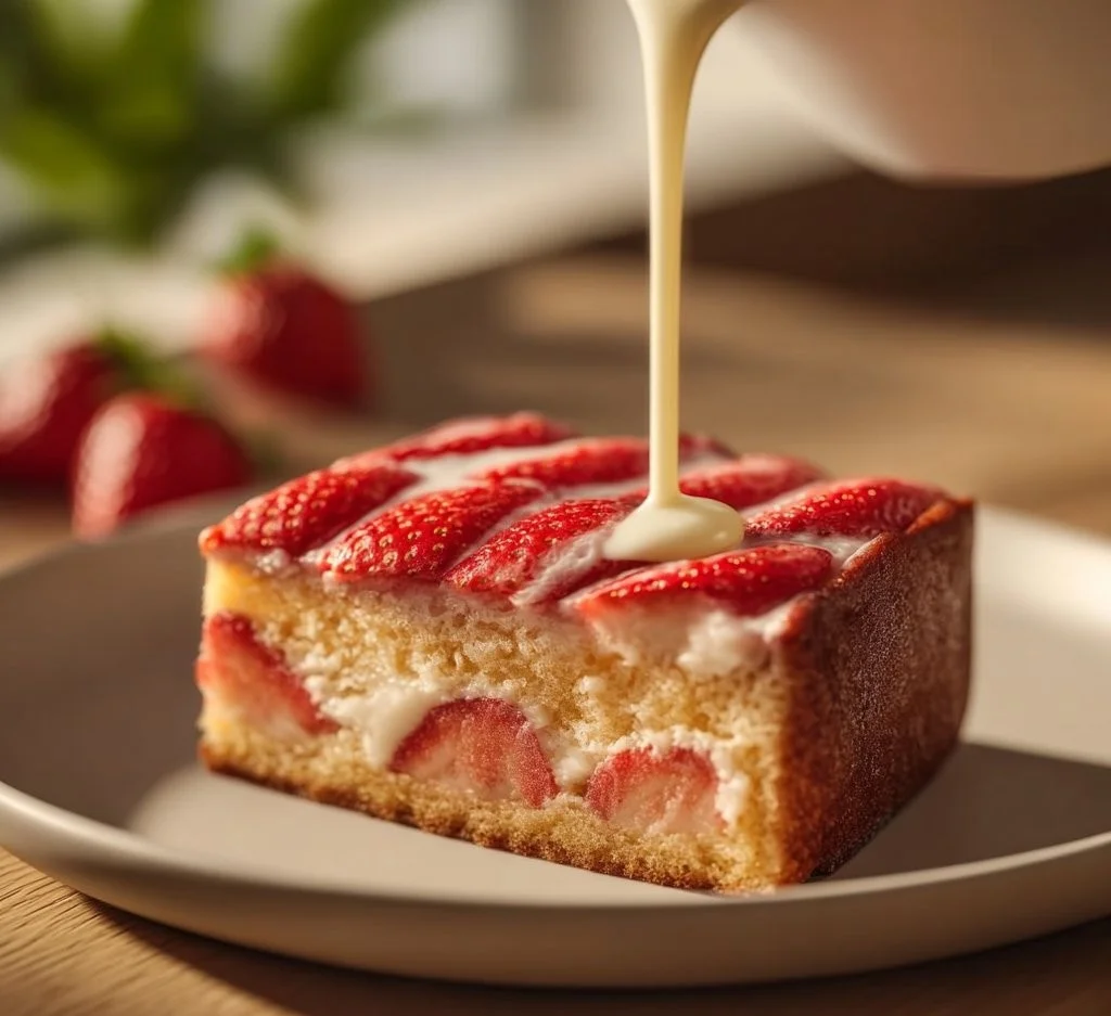 Gâteau moelleux aux fraises fraîches, dessert gourmand et savoureux.