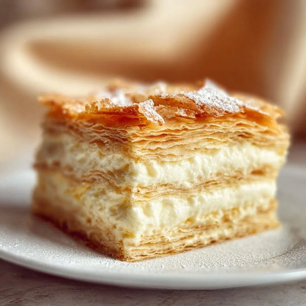 Gâteau Napoléon crémeux fait maison avec une crème délicieuse