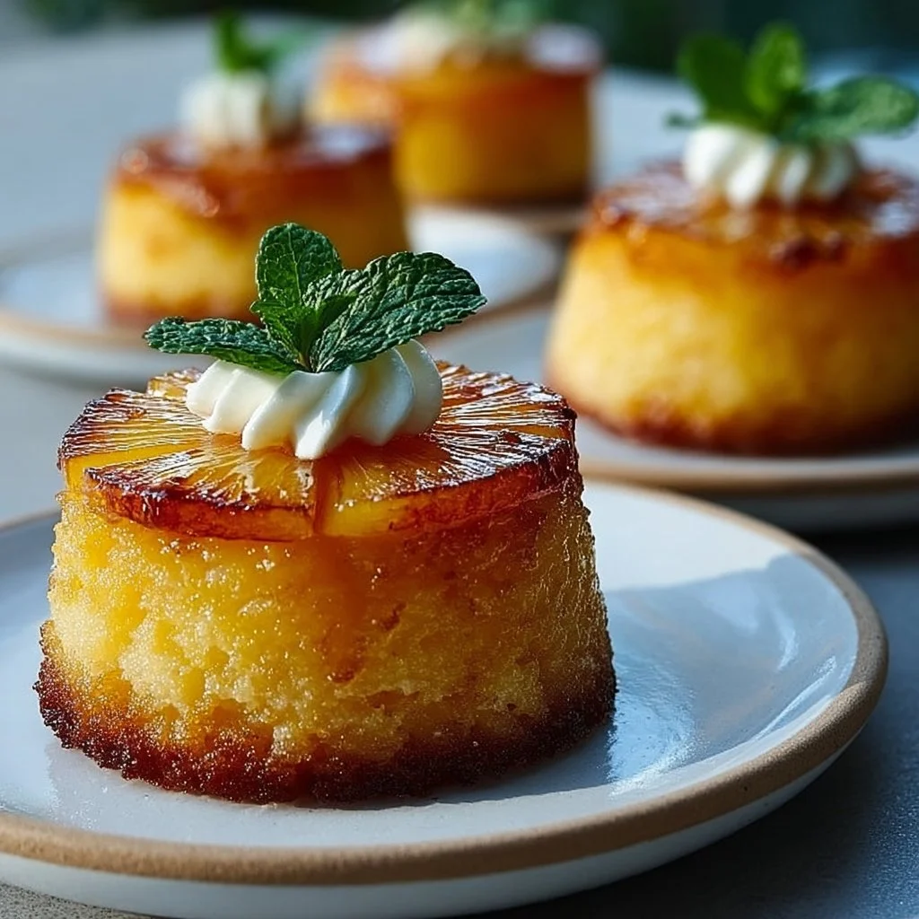 Petits Moelleux Renversés à l'Ananas et Mascarpone, un dessert moelleux et savoureux.