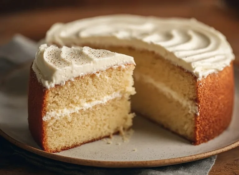 Gâteau à la vanille moelleux et savoureux, prêt à être dégusté.