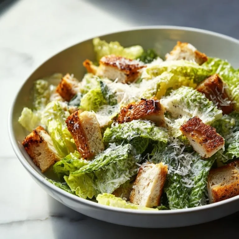 Recette savoureuse de salade César avec poulet et croûtons