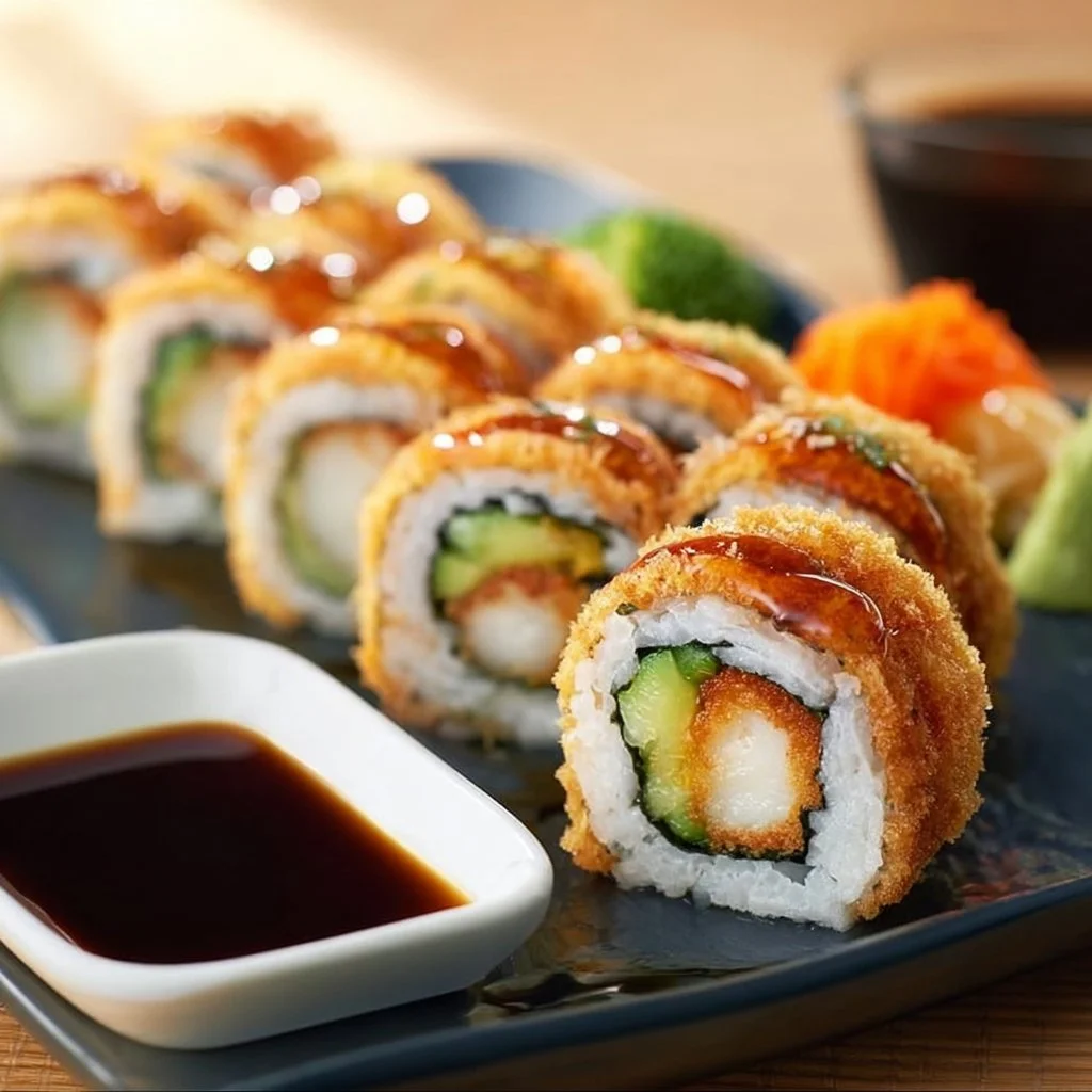 Rouleaux de Sushi Tempura avec garnitures croustillantes et fraîches