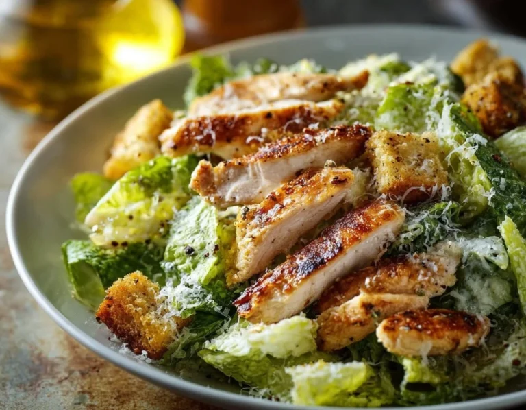 Salade César au Poulet avec laitue, croûtons et sauce crémeuse