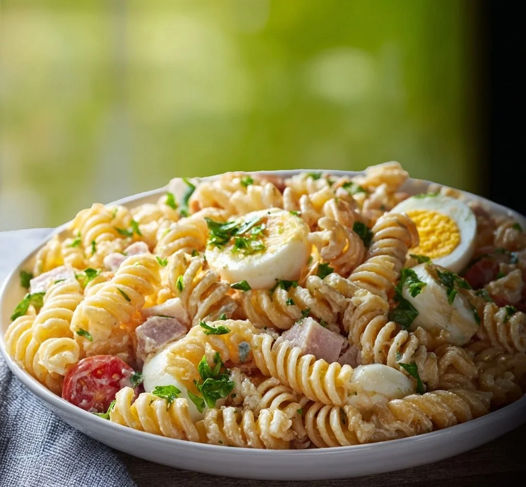 Recette de salade de pâtes facile et rapide avec ingrédients colorés