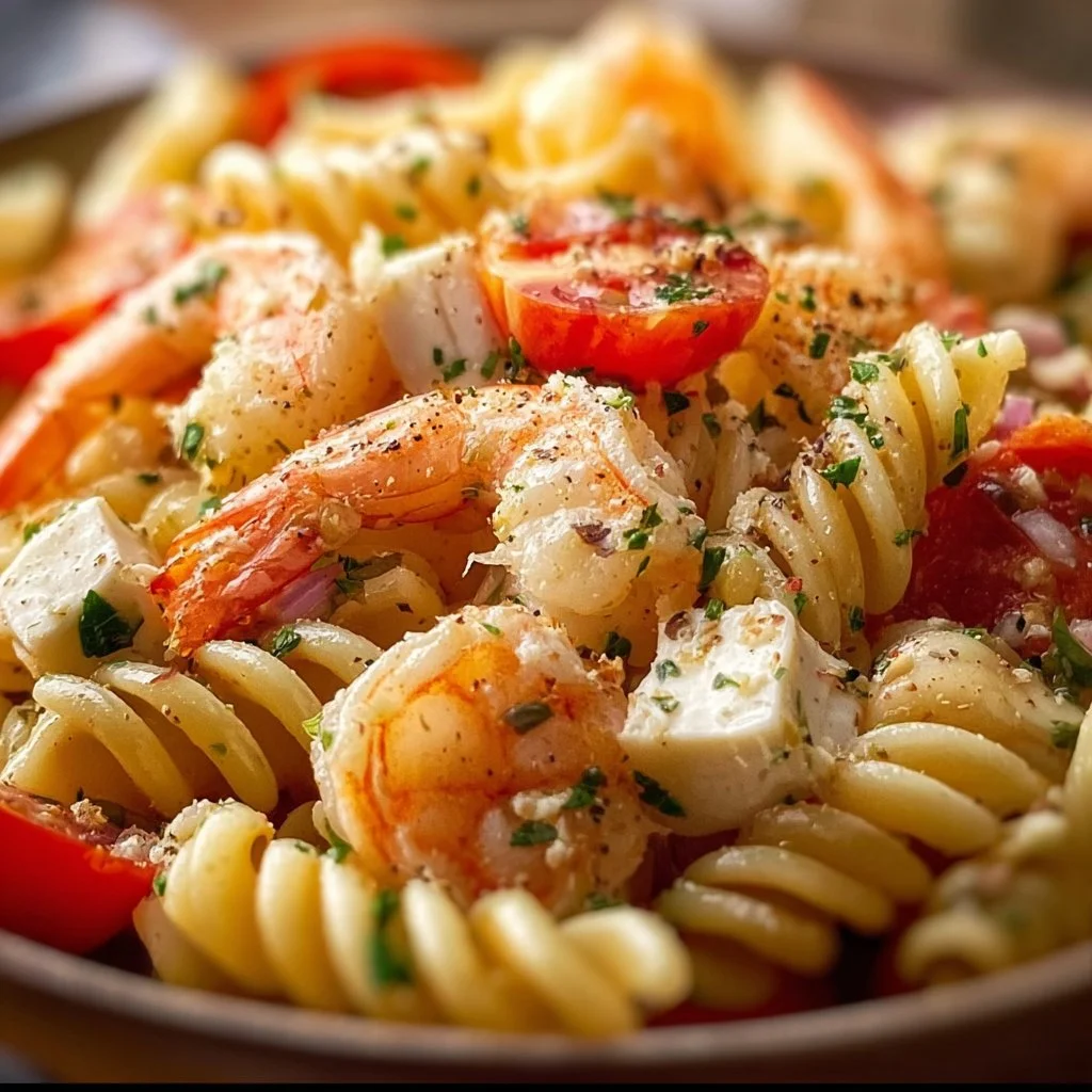 Salade de pâtes froide aux crevettes