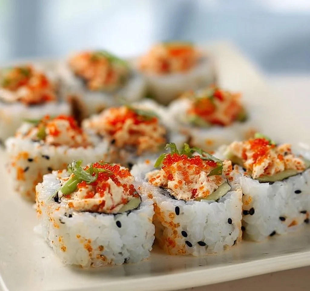 Sushi Kani Épicé avec garnitures savoureuses