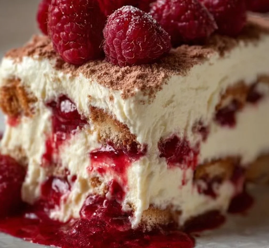 Tiramisu crémeux à la framboise