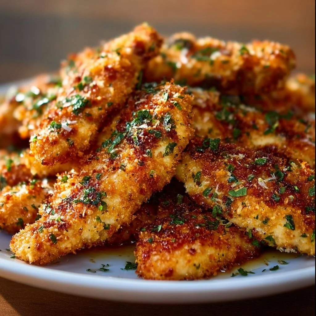 Aiguillettes de poulet croustillantes au parmesan et dorées