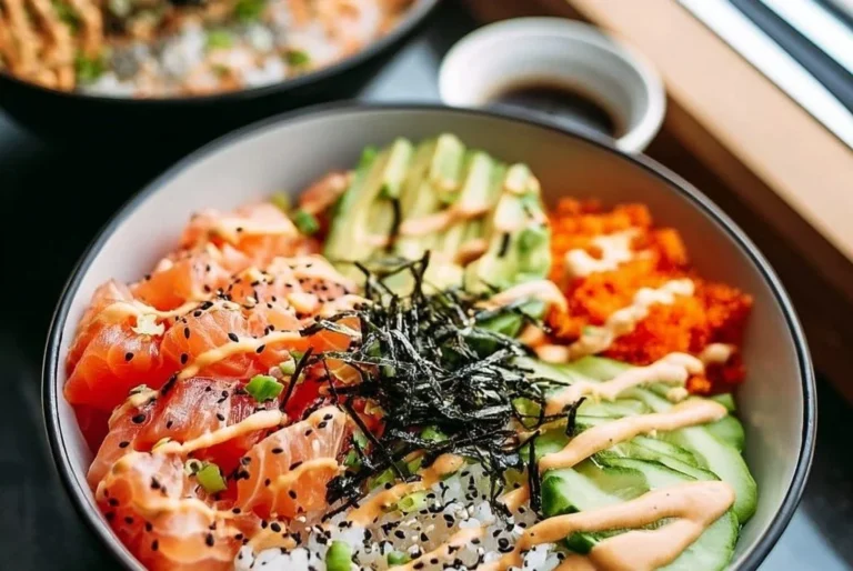 Bols de sushi inspirés du California Roll avec avocat, crabe et riz.