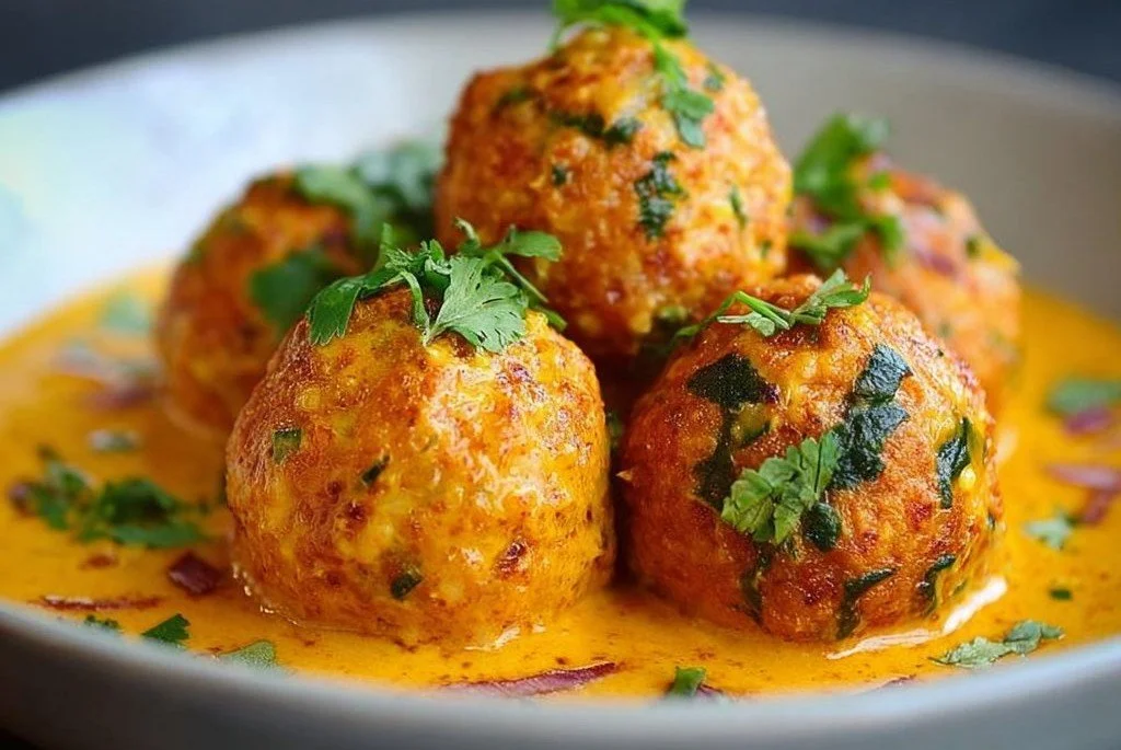 Boulettes de carottes au curry et lait de coco, plat savoureux et exotique