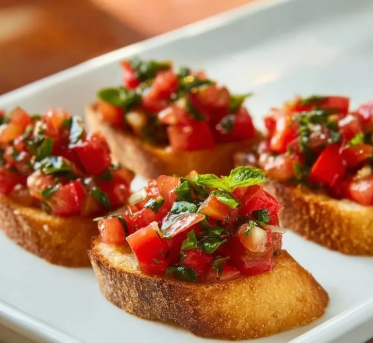 Recette de Bruschetta Classique avec tomates et basilic frais.