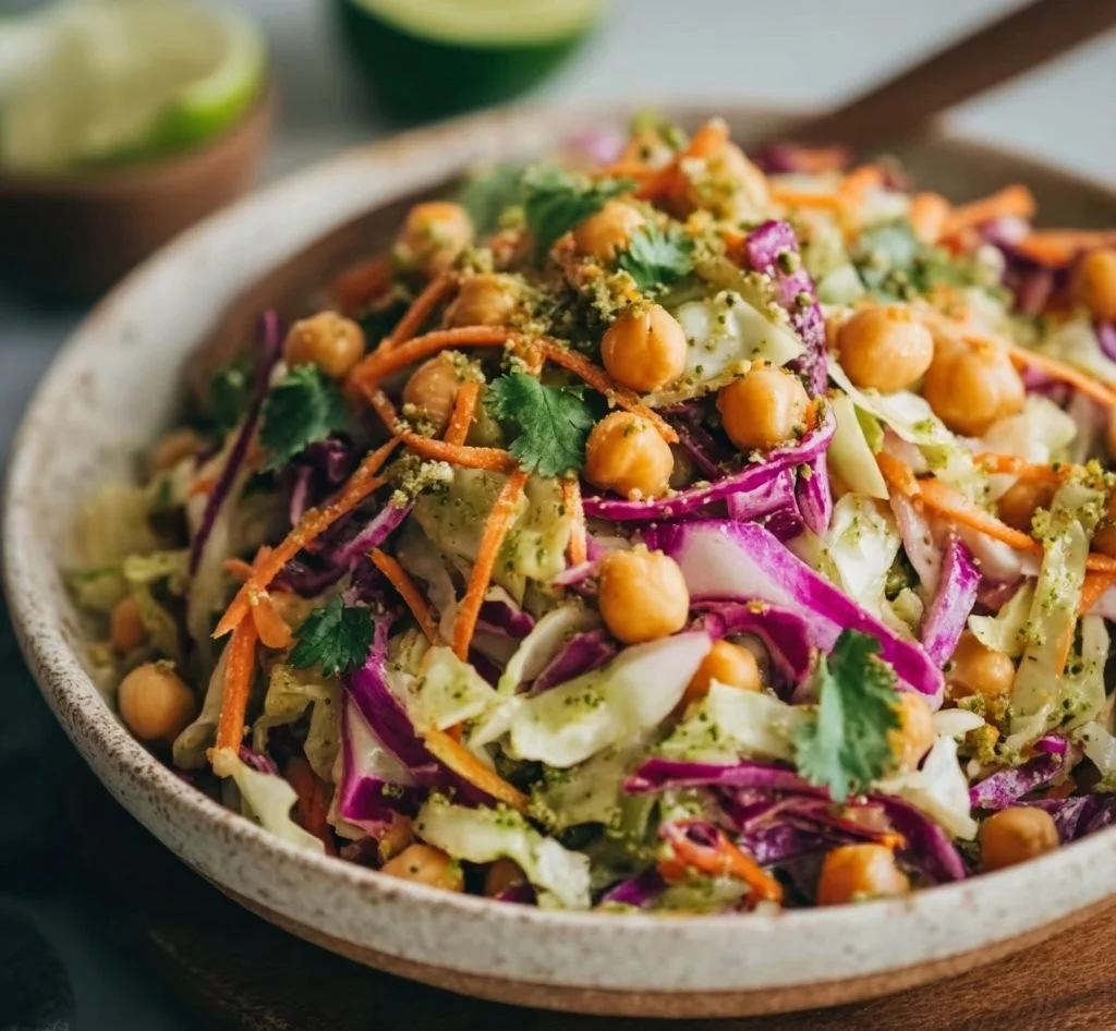 Cabbage and Chickpea Salad with Carrot and Lime