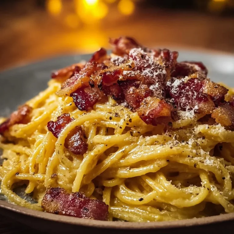 Assiette de carbonara italienne authentique au guanciale croquant