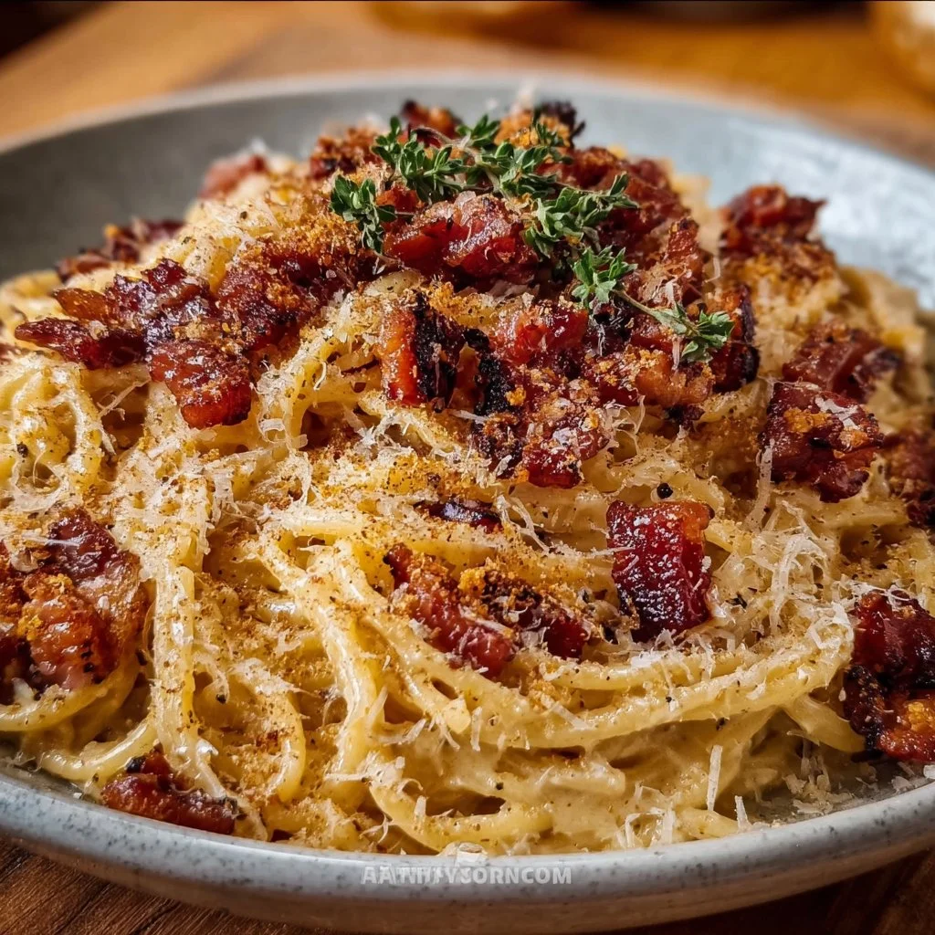 Carbonara italienne authentique au guanciale croquant