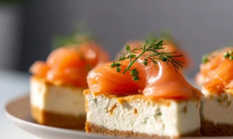 Cheesecake Savoureux au Saumon Fumé décoré d'herbes fraîches