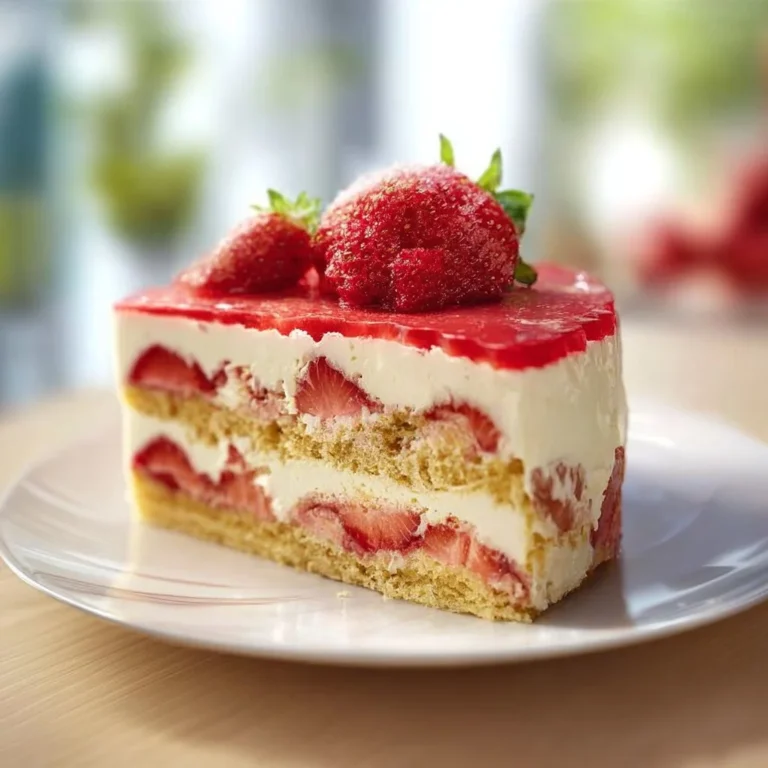 Gâteau aux fraises classique avec crème fraîche et décorations de fraises
