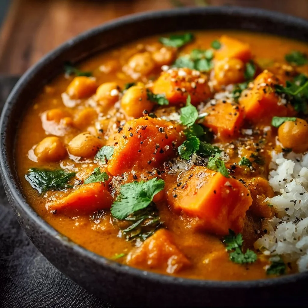 Curry relevé aux patates douces et pois chiches