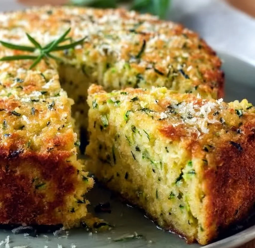 G&acirc;teau de courgette sal&eacute; avec du parmesan