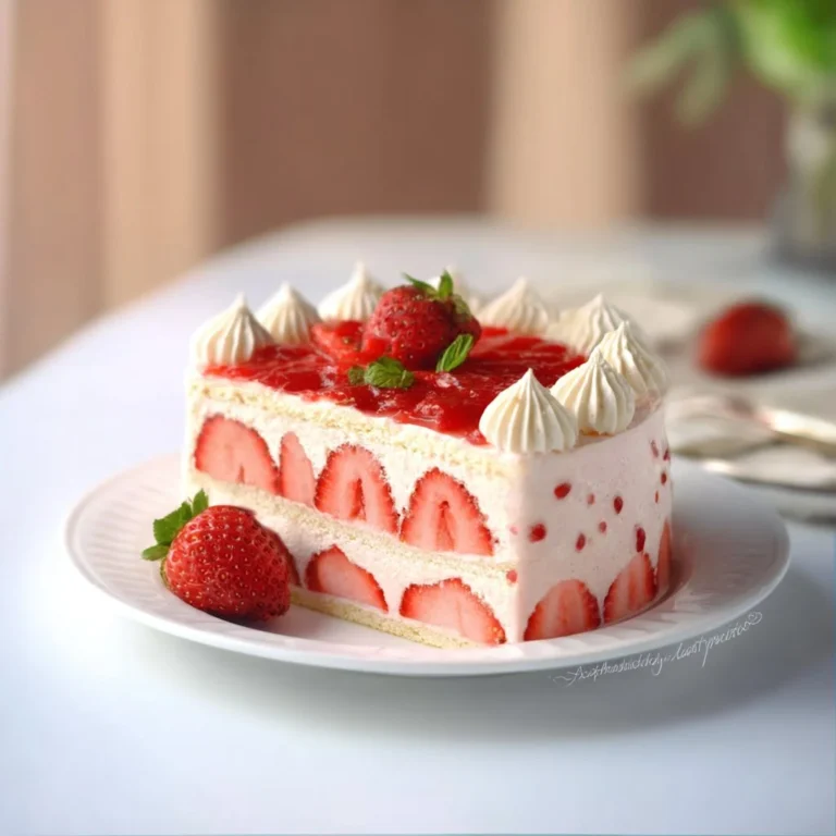 Gâteau Mousseline aux Fraises décoré et appétissant