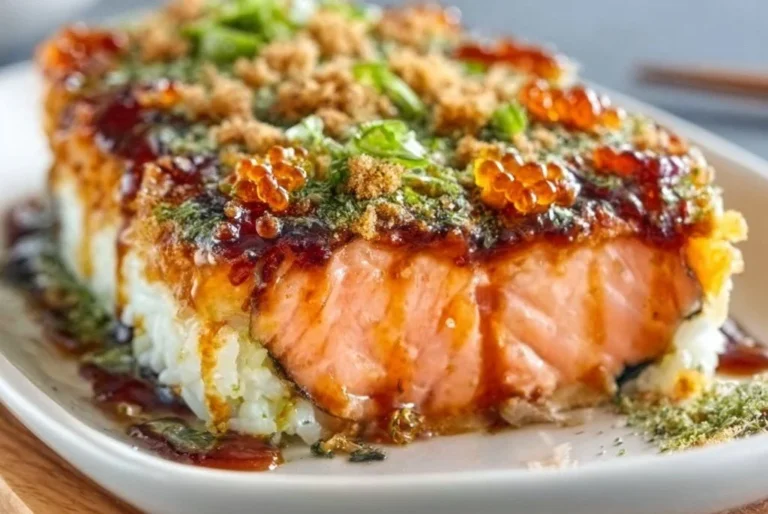 Gratin de saumon au teriyaki, inspiré des sushis, plat savoureux et original