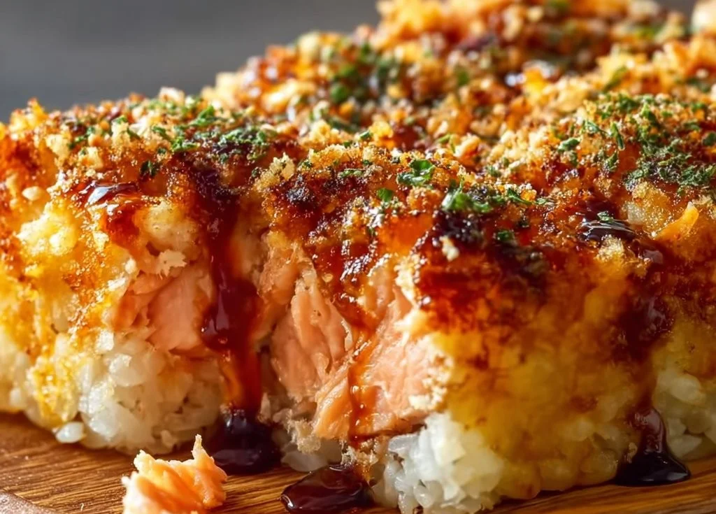Gratin de saumon &eacute;pic&eacute; inspir&eacute; des sushis