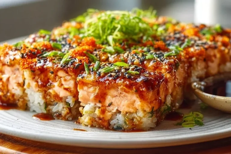 Gratin saumon épicé inspiré par le sushi prêt à être dégusté