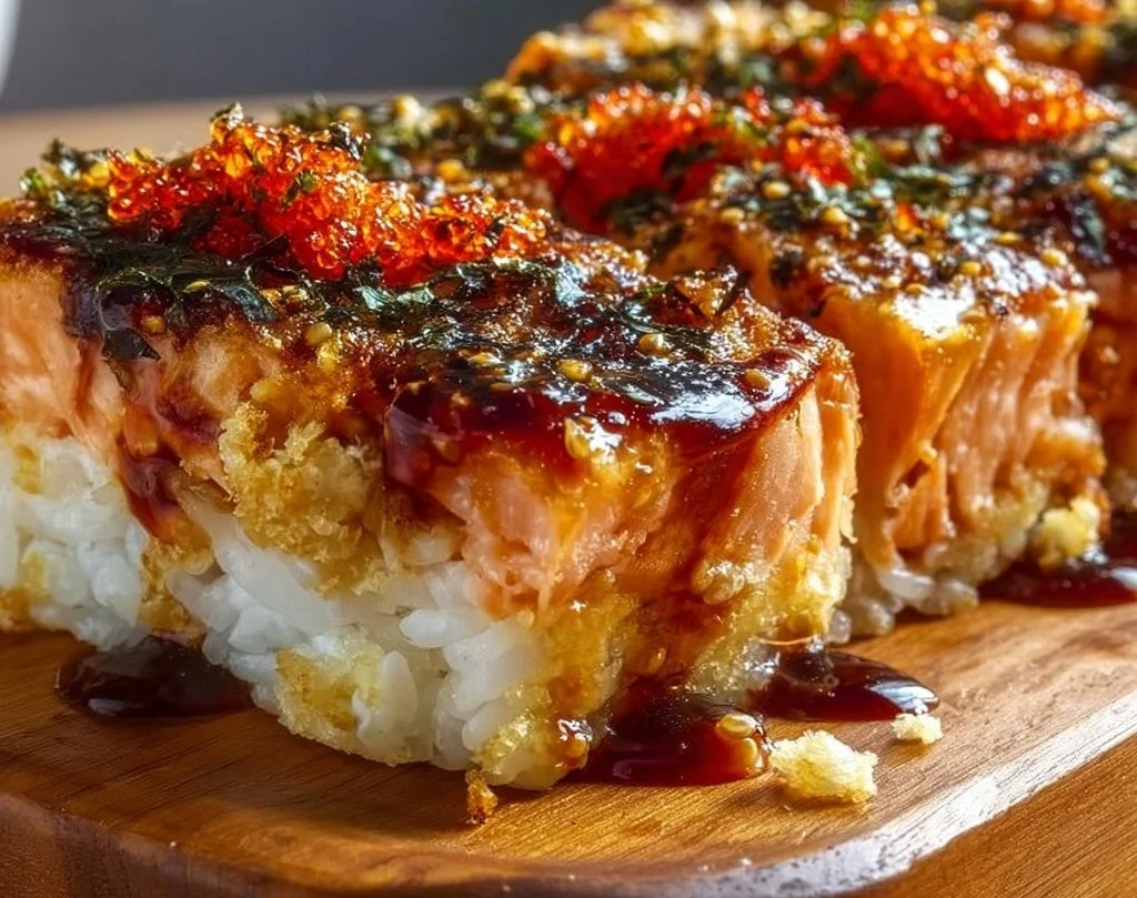 Gratin de saumon &eacute;pic&eacute; inspir&eacute; par le sushi