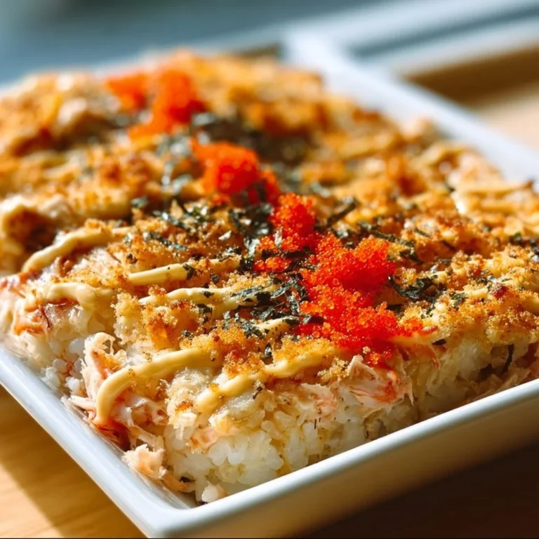 Gratin Sushi au Crabe et Thon Épicé, plat savoureux et original de cuisine fusion