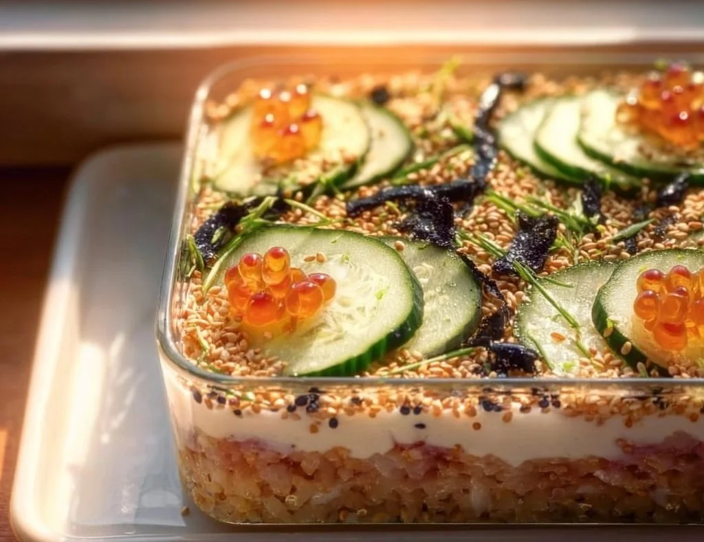 Parfait croustillant de sushi au four prêt à être dégusté